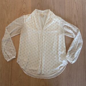 Michael Kors Women's M - Cream Long Sleeve Blouse with gold paisley design
